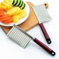 Crinkle Fries Cutter Knife with Handle Potato Slicer – Stainless Steel Crinkle Knife – Multifunctional Knife Wavy Edged Potato cutter – Wavy Chopper – Wavy Potato Slicer – Vegetable & Fruit Wavy knife. 