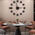 Square Clock EVENTO Wall Clock 3D Wooden Watch DIY Design Decoration Quartz Dots For Home Living Room And Offices And For Gifts. 