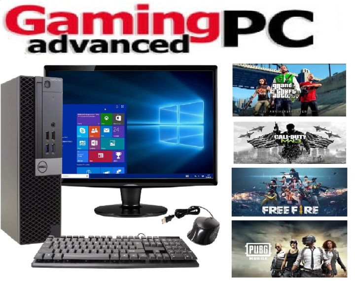 Optiplex 7040 SFF Gaming pc Intel Core i5 6th Generation 3.20 GHz, 8GB DDR4 RAM, 500GB HHD, 240 SSD , 19 inch LED Screen 2GB graphic Card GTA 5 & PUBG or Call Of Duty Games Installed