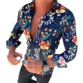 Green Home Men Shirt Sunflower Floral Print Single-breasted Men Shirt. 