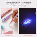 Mysteriously Disappearing Cute Invisible Marker Gel Pen Led UV Lamp Invisible Ballpoint Pen Double Head With Small Light 1Set. 