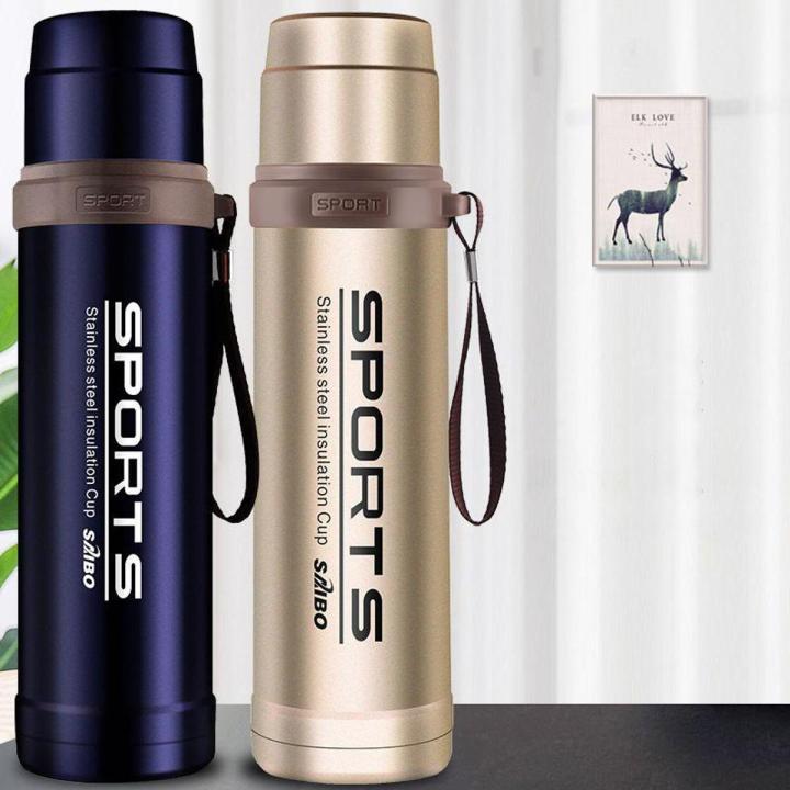 Double-layer stainless steel sports bottle 750 ML vacuum flask, outdoor portable cup with rope, bottle - Multicolors