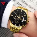 NIBOSI Chronograph Watches Men Stainless Steel Band Waterproof NI2309. 
