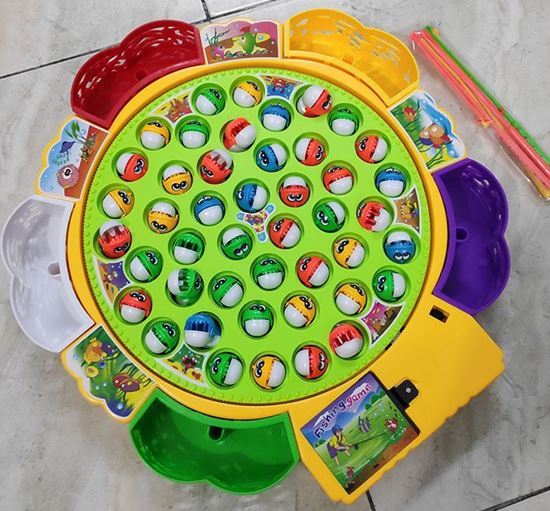 Fishing Game Toy Set with Rotating Board with Music On/Off Switch for Kids