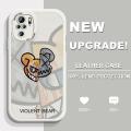 AMORVOR for Redmi Note 10 4G / Note 10S Back Cover Fashion Style Bear PU Leather Case Soft Silicone Edge Phone Cases. 