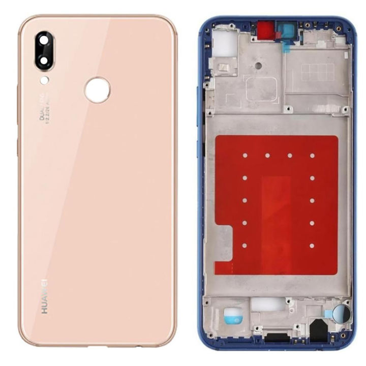 Huawei P20 Lite Middle Frame Housing With Side Button and Camera Lens Complete Body Casing Replacement For P20 Lite - Pink