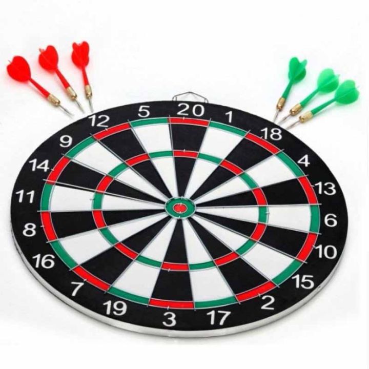 Dart Board Size 12" , 17" Dart Board For Adults Kids Double Sided Dartboard Game with 4 Darts Set (Small) and with 6 Darts Set (Large)
