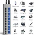 CASIS 16 Ports 90W USB 3.0 Data Hub - with Individual On/Off Switches and 12V/7.5A Power Adapter USB Hub 3.0. 