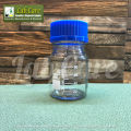 Reagent Bottle, 100ml - Culture Bottle -Transparent with Blue Screw Cap – Media Bottle - White Graduations - Borosilicate 3.3 Glass – Normax. 