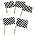 RACE CAR FLAGS CUPCAKE TOPPERS - PACK OF 10 CUPCAKE TOPPERS. 
