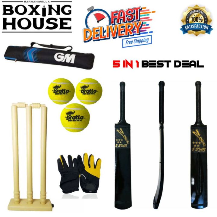 Professional Tape Ball Cricket Full Kit Markhor Bat+ Gloves+ Pressure Balls+ Wicket Set Cricket kit