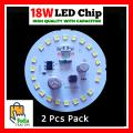 2 Pcs 18W LED Chip with Capacitor Driver AC 220V input - Light Colour White High Quality. 