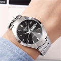 Oruss 1853 Pack of 2 Quartz Couple Watch Chain straps silver Chain and black Dial with Time, Date and Day Function. 