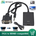 VGA To HDMI Adapter Output 1080P VGA Male to HDMI Female Audio Video Cable Converter For HDTV Laptop Projector. 