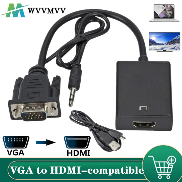 VGA To HDMI Adapter Output 1080P VGA Male to HDMI Female Audio Video Cable Converter For HDTV Laptop Projector