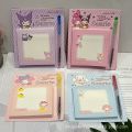 New cartoon Sanrio sticky note set, cute with pen, sticky note paper, small notebook, note-taking stick-in, student message sticker. 