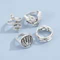 ARGETR Personality Vintage Unisex Geometry Fashion Jewelry Exaggerated Square Man Ring Snake Ring Korean Style Ring Punk Ring.