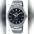 Casio Edifice Mens Steel Slimline Black Date Dial Silver Steel Band Watch-EFR-S108D-1AVUDF. 