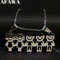 3 Boys 2 Girl Family Stainless Steel Chain Necklaces For Silver Color Statement Necklace Jewelry Collar Hombre N371s01. 