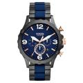 Fossil Blue Dial Two-Tone Stainless Steel Chronograph Watch For Men JR1494. 