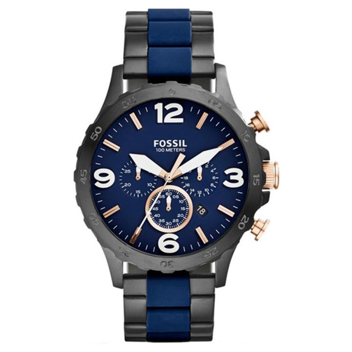 Fossil Blue Dial Two-Tone Stainless Steel Chronograph Watch For Men JR1494