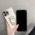 FELMYST Plating Panda Case For Vivo Y11 2019 Luxury Cute Bear Brand Gold Plated Holder Mobile Phone Casing Square Ring Fold Stand Girl Boy Gift Soft shockproof Cover Cases. 
