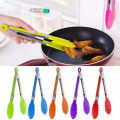Stainless Steel Silicone Food Tong BBQ Salad Bread Kitchen Cooking Food Clip. 