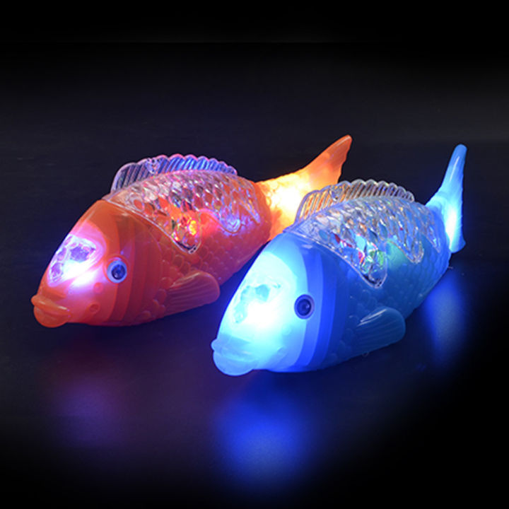 【Yibei Fairy Tale Toy City】Simulation Swimming Electric Fish Toy Kids LED Lighting Sound Educational Toys for Children Gift Random