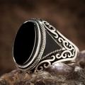 2023 New Handmade Turkish Ring For Men Vintage Eagle Pattern Black Zircon Rings Punk Trendy Islamic Religious Muslim Jewelry. 