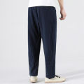 elegantstunning Men Linen Trousers Summer Loose Casual Pants Straight Large Size Breathable Long Pants. 