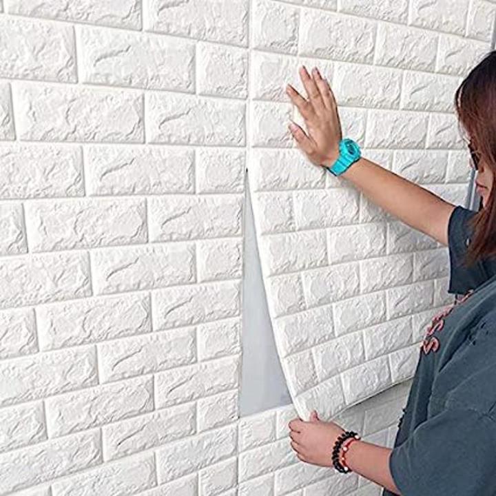 Pack of 3 Self-Adhesive 3D Foam Sheet For Brick Wall PE Foam Sheet Wall Sticker Brick Wall Sheet for Living Room Kitchen Bathroom