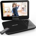 DBPOWER 12.5" Portable DVD Player with 10.5" Swivel Screen, Built-in 5 Hours Rechargeable Battery, Supports All Region, Earphone/SD Card/USB/AV-in/AV-out (Black). 