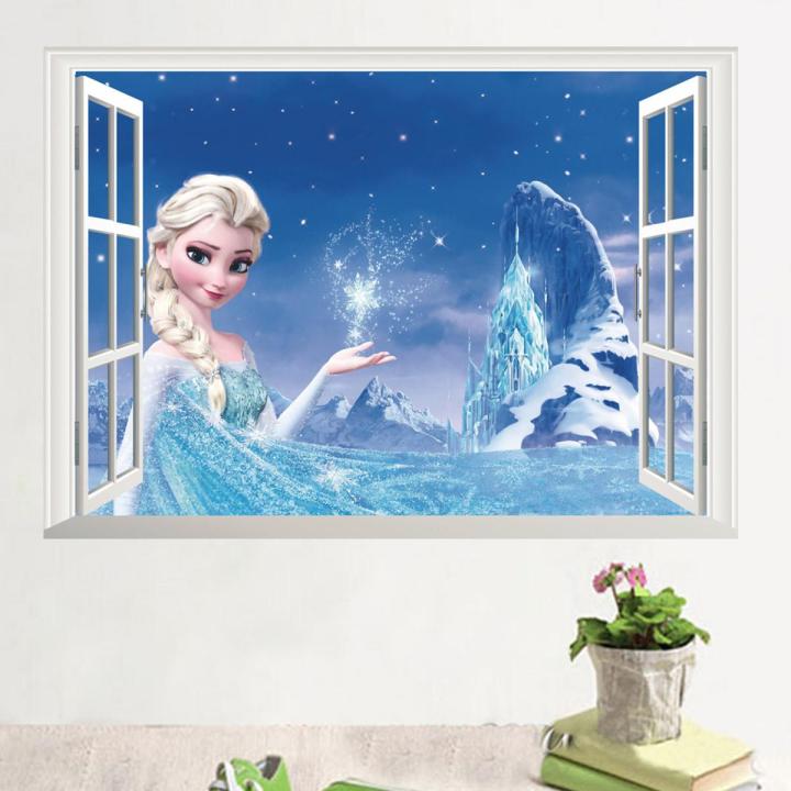 Yfashion Cartoon 3D  Frozen Princess Wall Stickers for Kids Rooms Nursery e Decor