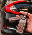 Honda Civic X 10 Th Gen 2016 - 2021 Premium Metal + Leather Key Case / Key Cover With Zinc Alloy Metal  Waterproof Scratch Proof - Vintage Brown. 