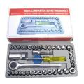 Aiwa Combination Socket Wrench Set Tool Kit - 40 Pcs - Silver. 