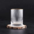 Drinkware Glass Set of 6 pcs – Ridged Stripe Gold Rim Glassware set. 