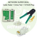 NETWORK CABLE CRIMP AND RJ45 With 10 Connector PLUS NETWORK CABLE TESTER. 