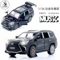 Lexus Land Cruiser Prado - New Special Luxury Edition Children's Alloy Sports Model Die-Cast Metal Toy Car - High Premium Quality with Lights & Music Sound Feature - Front Doors, Hood & Boot Openable - Size Approx. 5-Inches - White. 