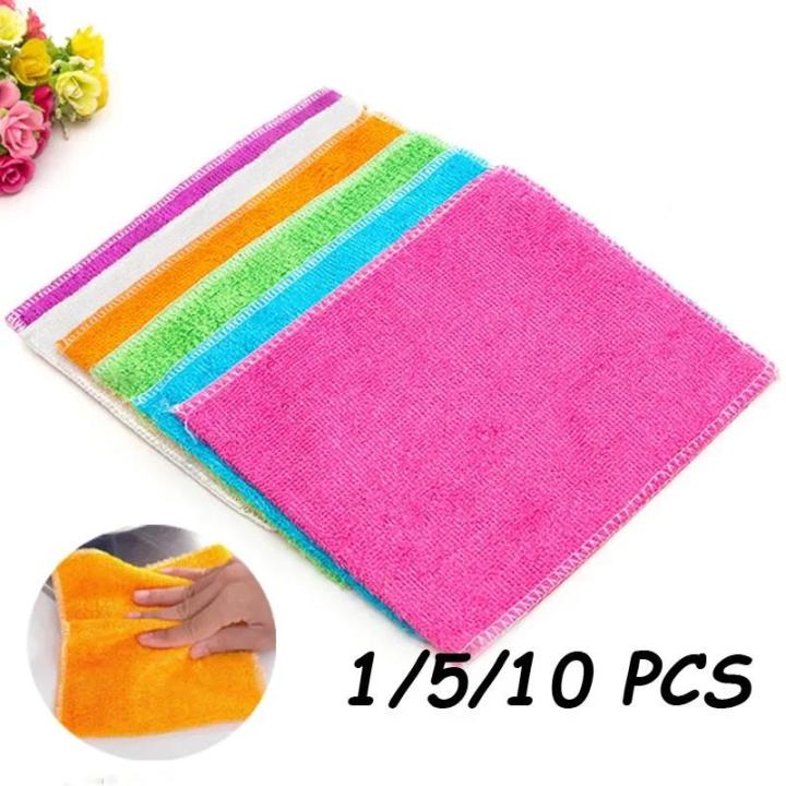 1/5/10PCS Microfiber Dish Washing Cloths Bamboo Fiber Scouring Pad Reusable Anti-oil Cleaning Towels Kitchen Cleaner 18x23CM