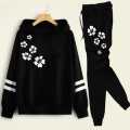 Black Double Stripe Printed Winter Tracksuit For Girls & Womens - Soft & Comfy Hoodies For Girls. 