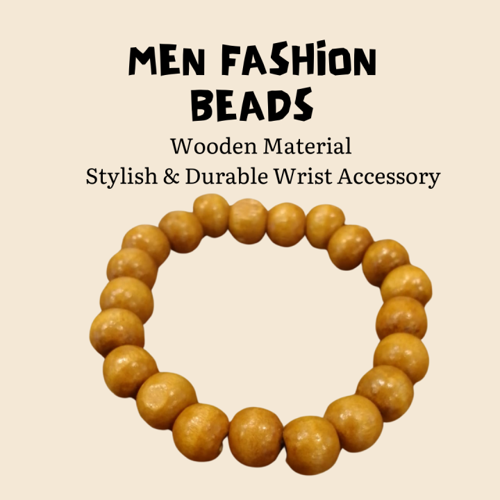 Men's Wooden Beads Bracelet – Natural Hardwood | Stylish Wrist Accessory, Hardwood Beaded Bracelet for Men, Men’s Fashion Bracelet, Men’s Natural Wood Beads Bracelet