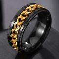 Set Of Spinner Ring and Chain Haend Bracelet Gold/Silver Color For Boys and Men. 