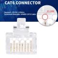 Staggered EZ RJ45 Cat6 / Cat5e Pass Through Connector - 8P8C Gold Plated Passthrough. 