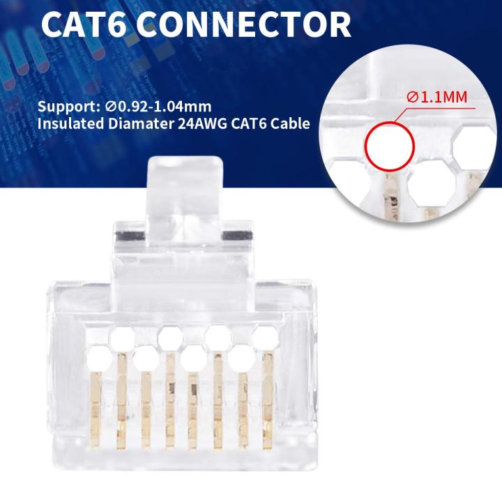 Staggered%20EZ%20RJ45%20Cat6%20/%20Cat5e%20Pass%20Through%20Connector%20-%208P8C%20Gold%20Plated%20Passthrough%20-%20Image%202