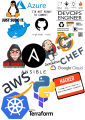Pack of 15 - Devops Stickers - Programming Logo Text Stickers for Laptop - Sticker for Mobile - Stickers for Laptop - Size 2 to 3 inces each. 