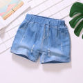 Girls denim shorts summer thin middle big kids baby little girls embroidered hot pants outside wear children's pants wholesale. 