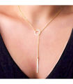 Exclusive Golden Long Strip Pendant Necklace For Women - Golden. 