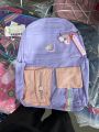 high quality kids school bag with beautiful silicone keychain. 