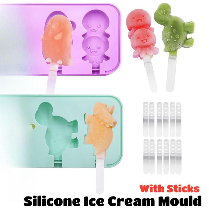 Shape Mold kitchen Silicone Popsicle Moulds, Reusable Ice Cream Moulds with Stick and Lid for Kids, Adults / Silicone Ice Creams Mould with Sticks (Mix/Random Designs/Color)