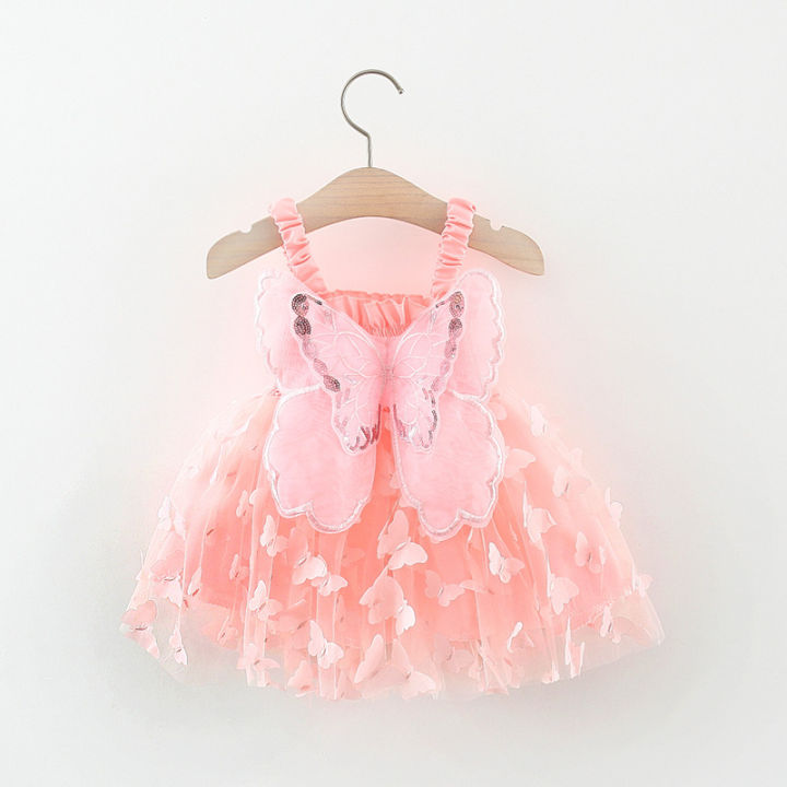 Summer%20Butterfly%20Wings%20Baby%20Dresses%20New%20Solid%20Color%20Baby%20Girl%20Sling%20Dress%20Korean%20Style%20Fashion%20Girls%20Children'S%20Clothing%20(0-3%20Years)%20-%20Image%202
